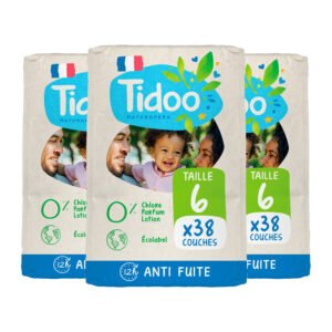 TIDOO 38 unités couches t6 16-30kg hypoallergéniques nature