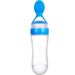 Biberon Silicone avec cuillère 90 ml - Bleu