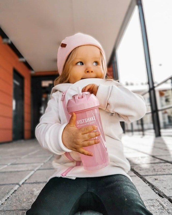 Twistshake -Straw cup Rose- Tasse avec Paille anti fuite