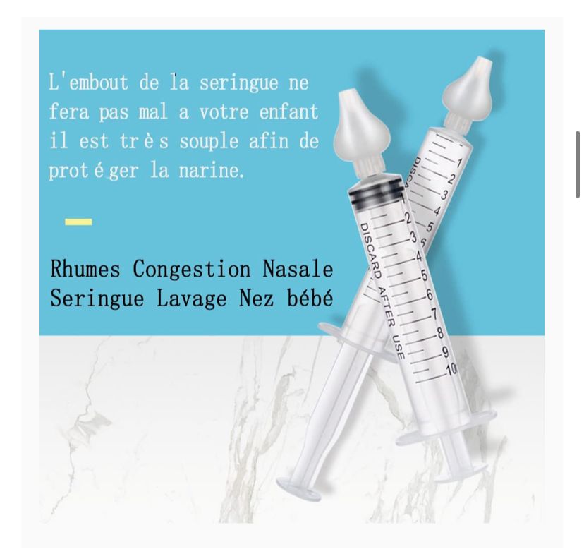 Kit 2 Seringue Nasale, Nettoyeur Nez Bébé, Nettoyeur Nasal