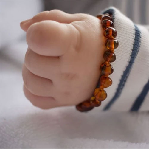 Bracelet en Ambre pour bébé perles Arc en ciel