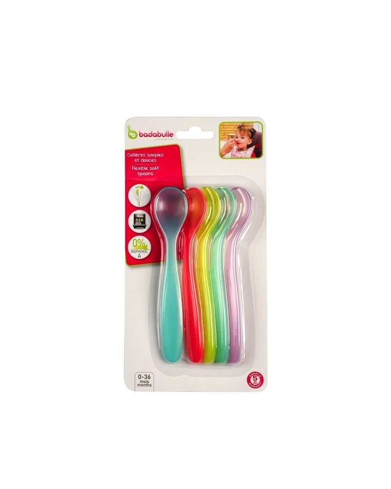 Badabulle Lot De 5 Cuillères 1er Age Silicone - Violet - Idyllemarket