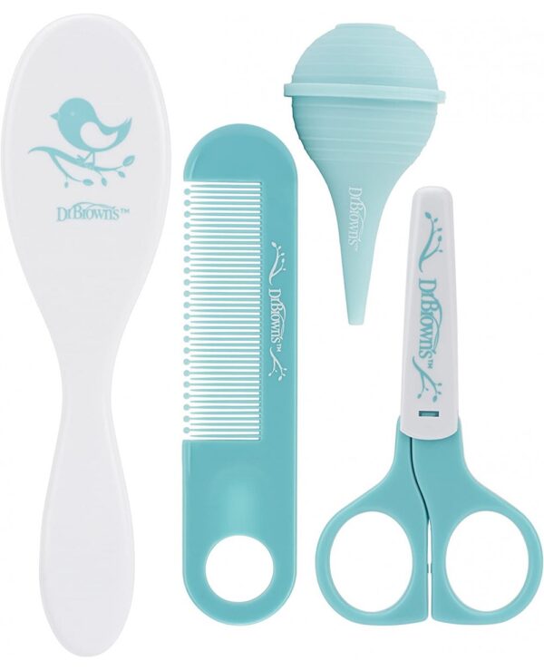 DR. BROWN'S Trousse De Soins - 4 Pièces (Brosse & Peigne, Aspirateur Nasal, Ciseaux À Ongles)