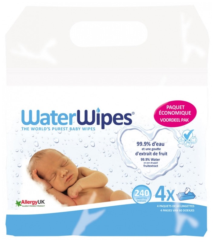 WaterWipes - Lingettes à l'eau pour bébé bio - 540pc (9 x 60 pc)