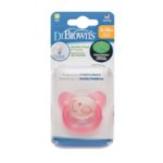 DR.BROWN'S Sucette PreVent Glow In The Dark BUTTERFLY SHIELD - Étape 2, Rose, 1 Paquet 6-18M
