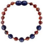 Bracelet d’ambre cognac bleu royal
