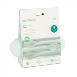 Miniland Couverts en silicone - mint