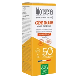 BIOREGENA ECRAN SOLAIRE BIO visage et zones delicates  TUBE 40ml Texture CREME pour adultes