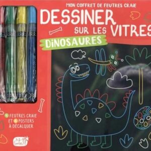 Mon coffret de feutres craie Dessiner sur les vitres – Dinosaures