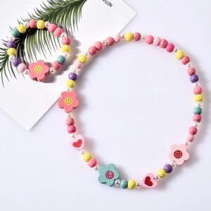 Ensembles Collier et Bracelet Bijoux De Jeu Extensibles Collier De Perles Pour filles, fleur