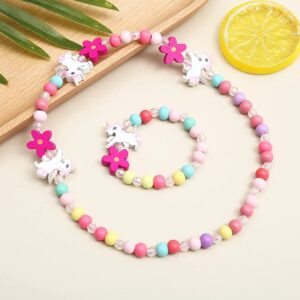 Ensembles Collier et Bracelet Bijoux De Jeu Extensibles Collier De Perles Pour filles licorne