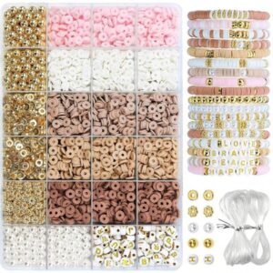 Ensemble de 1800 perles en argile pour kit de fabrication de bracelets,