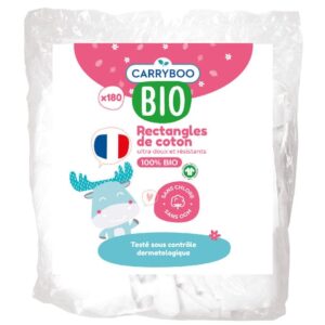 Carryboo Coton Pads Rectangles de Coton BIO - 180 Unités