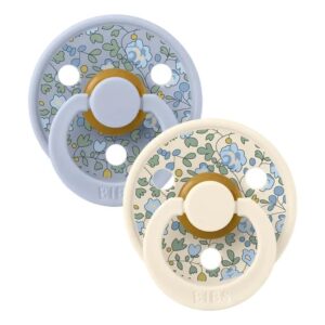 Bibs Tétines round en caoutchouc naturel Bibs x Liberty - Set de 2 | Bleu ciel – 0-6 m