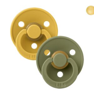 BIBS 2 tétines en caoutchouc naturel Honey Bee/Olive 6-18M