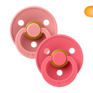 BIBS 2 Sucettes rubber, Colour Symétric Dusty Pink/Coral 0-6 m