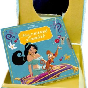 DISNEY PRINCESSES JASMINE, MON COFFRET SECRET. UNE JOLIE BOITE AVEC MIROIR ET UN CARNET D'AMITIE AVEC CADENAS + 2 CLEFS