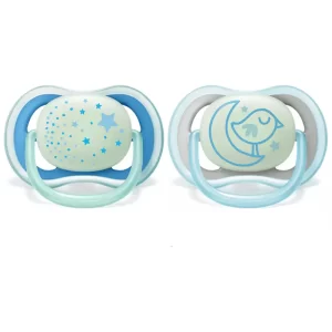 Avent Lot de 2 Sucettes Ultra Air Night 6-18m - Garçon