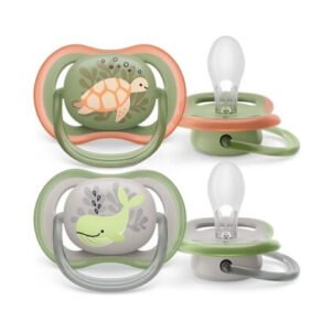 Avent Ultra Air 2 Sucettes Orthodontiques 6-18 Mois - Couleur : Baleine et Tortue