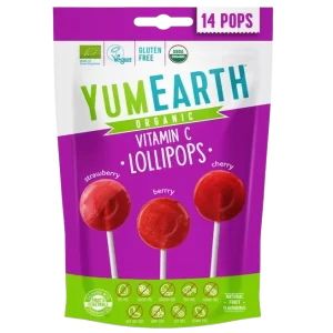 Yum Earth 14 Sucettes Pops Fruits Rouges sans Gluten 87G