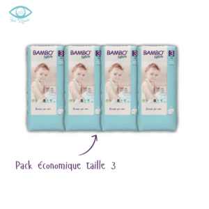 Pack 4 BAMBO NATURE couche bébé taille 3, 4-8KG. 52 Unités