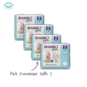 Pack 4 BAMBO NATURE couche bébé taille 2; 3-6KG 30 Unités