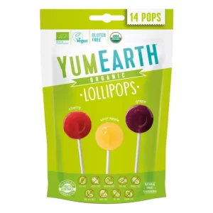 Yum Earth 14 Sucettes Pops Pomme Cerises Raisins Acidulés sans Gluten