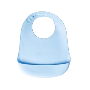 YUMMY Bavoir en Silicone avec Poche 4M+ - Bleu Ciel