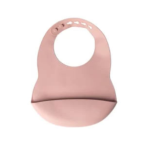 YUMMY Bavoir en Silicone avec Poche 4M+ - Rose Poudre