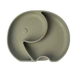 YUMMY Assiette Éléphant en Silicone avec Ventouse 4M+ vert olive