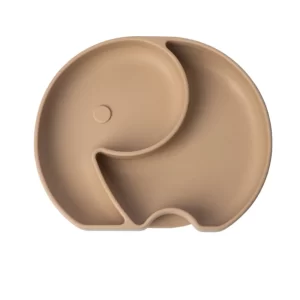 YUMMY Assiette Éléphant en Silicone avec Ventouse 4M+ caramel