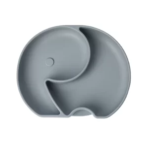 YUMMY Assiette Éléphant en Silicone avec Ventouse 4M+ GRIS