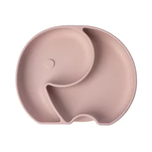 YUMMY Assiette Éléphant en Silicone avec Ventouse 4M+ Rose Poudré