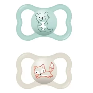 Mam 2 Sucettes Mini Air 6+mois Bleu clair/Beige