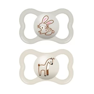 Mam Lot de 2 Sucettes Mini Air 6mois+ Lapin Beige