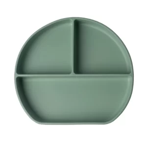 YUMMY Assiette en Silicone Multi-Compartiments avec Ventouse 4M+ Vert Pastel
