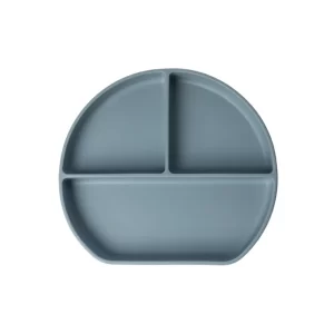 YUMMY Assiette en Silicone Multi-Compartiments avec Ventouse 4M+ -  Bleu Pastel