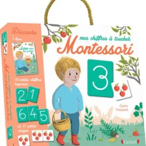 Mes chiffres à toucher Montessori - Coffret livre + 10 cartes chiffres rugueuses + 11 cartes images - Coffret