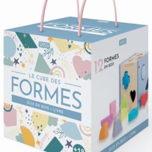 Jeux en bois et livre le cube des formes