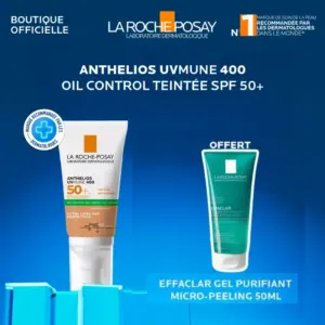 La Roche-Posay Anthelios UVMUNE 400 Gel-Crème SPF50+ Teinté + Gel Effaclar micro peel 50ml offertosay Mela B3 Pack