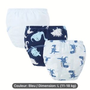 3 Couche d'apprentissage lavables taille L 11- 18kg Dinosaure