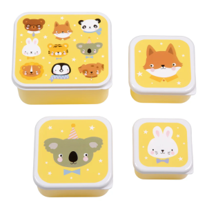 A Little Lovely Company Lot de 4 Boîtes à Goûter -Amis des animaux
