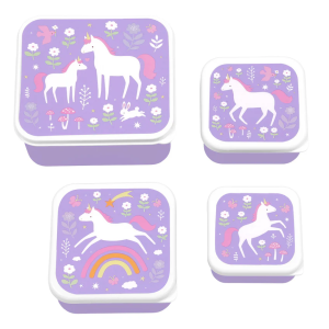 A Little Lovely Company Lot de 4 Boîtes à Goûter Rêves de Licorne