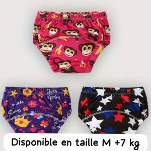 3 Couche d'apprentissage lavables taille M+7 Kg singe
