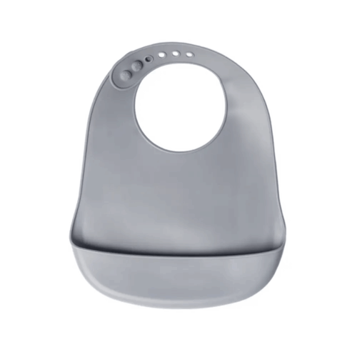 YUMMY Bavoir en Silicone avec Poche 9M+ - GRIS
