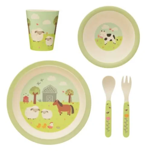 Set vaisselle bambou animaux de la ferme