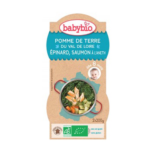 Babybio 2 Bols épinards saumon 2 x 200g - dès 8 mois