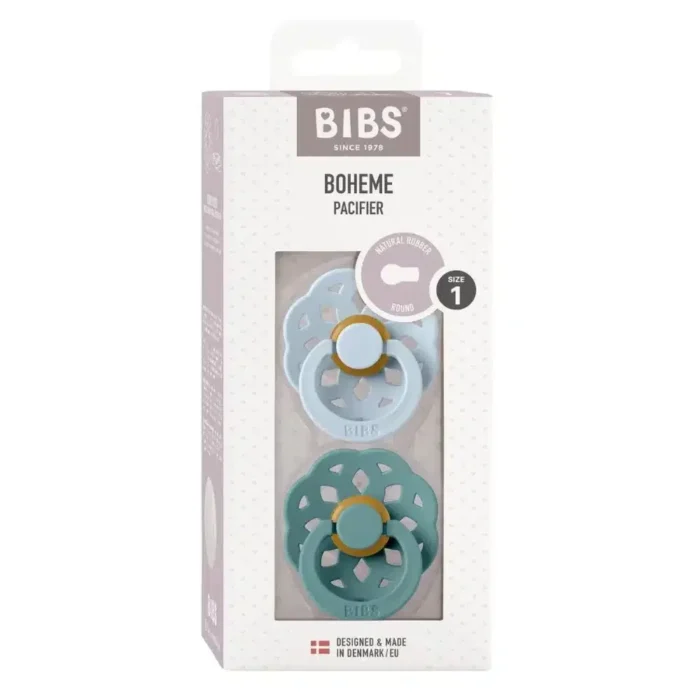 BIBS Sucettes Boheme round 0-6 mois latex Baby BlueIsland Sea lot de 2