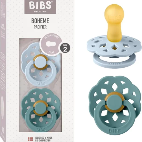BIBS Sucettes Boheme round 0-6 mois latex Baby BlueIsland Sea lot de 2