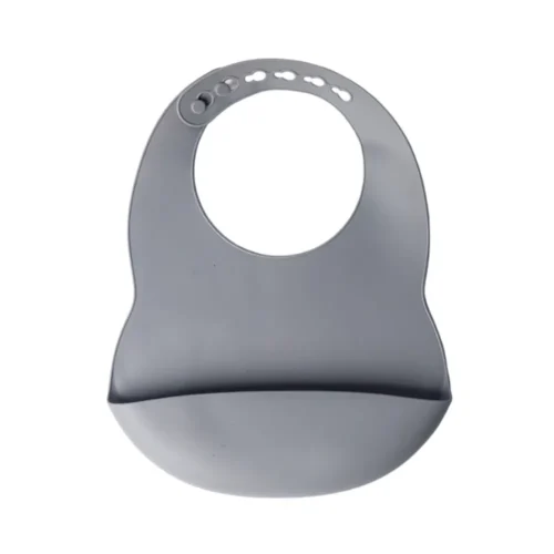 YUMMY Bavoir en Silicone avec Poche 4M+ - GRIS